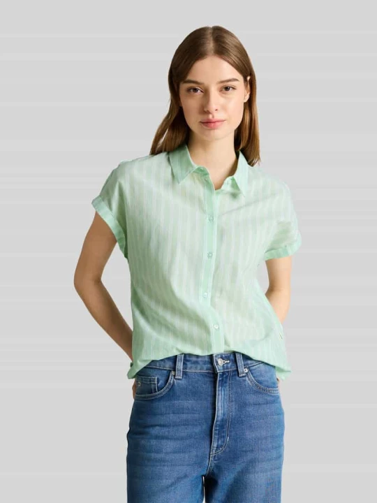 Zdjęcie produktu Bluzka o kroju relaxed fit z czystej bawełny Tom Tailor Trzcinowy