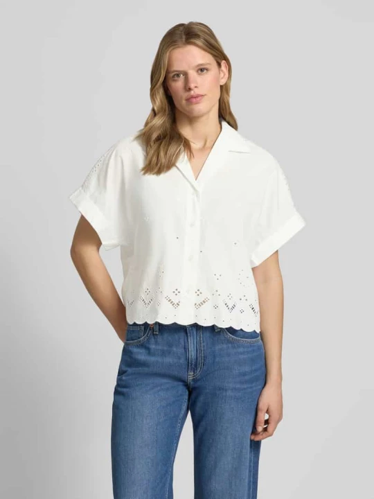 Zdjęcie produktu Bluzka o kroju relaxed fit z czystej bawełny z detalami z koronki Marc O'Polo Złamany biały