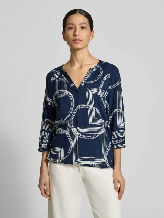 Zdjęcie produktu Bluzka o kroju relaxed fit z czystej Wiskoza Model 'Cornelia' ZABAIONE Granatowy