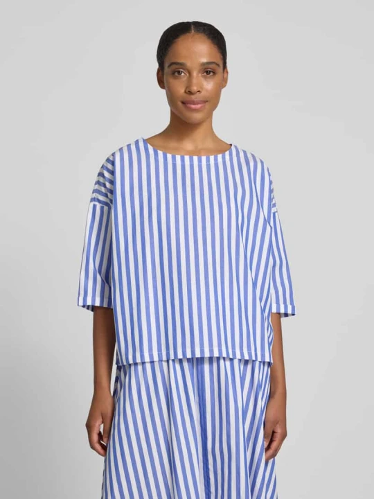 Zdjęcie produktu Bluzka o kroju relaxed fit z dekoltem w łódkę Rich & Royal Granatowy