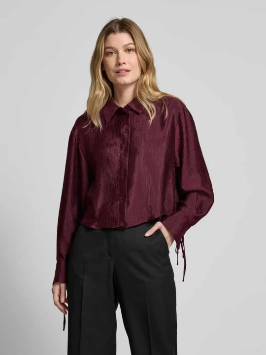 Zdjęcie produktu Bluzka o kroju relaxed fit z długim rękawem z lejącej mieszanki wiskozy model ‘RAQUEL’ Vero Moda Bordowy