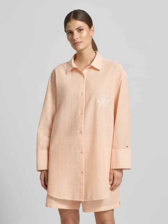 Zdjęcie produktu Bluzka o kroju relaxed fit z dodatkiem bawełny z seersucker Tommy Hilfiger Pomarańczowy