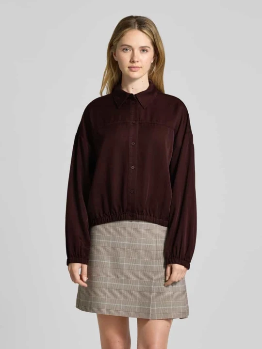 Zdjęcie produktu Bluzka o kroju relaxed fit z elastycznym ściągaczem Model 'fynamo' Opus Ciemnobrązowy