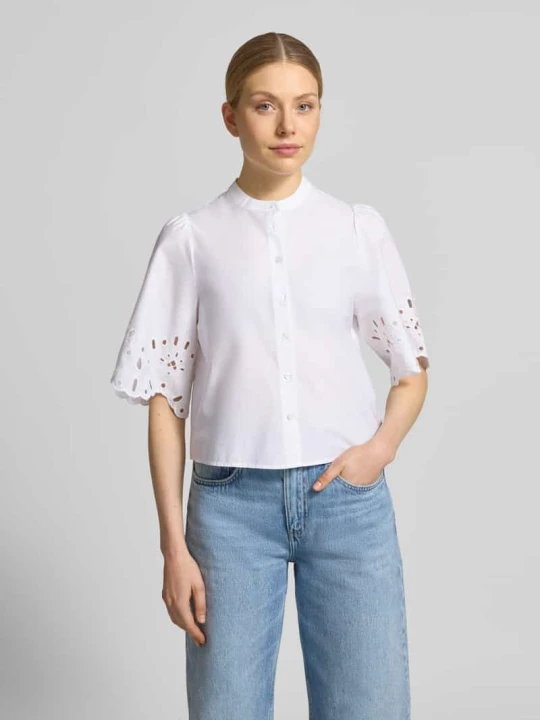 Zdjęcie produktu Bluzka o kroju relaxed fit z haftem angielskim model 'Marika' Guido Maria Kretschmer Biały