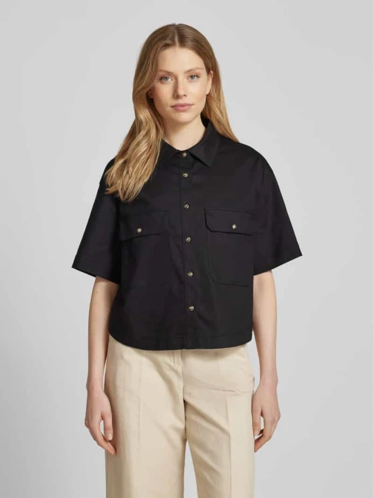 Zdjęcie produktu Bluzka o kroju relaxed fit z kieszeniami z patką na piersi model ‘Fringo’ Opus czarny