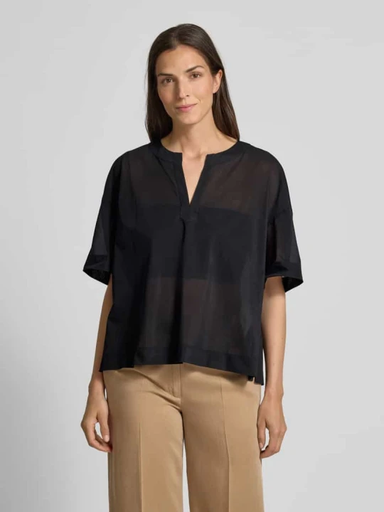 Zdjęcie produktu Bluzka o kroju relaxed fit z kołnierzem z lamówką model ‘FIDATO’ MM By Max Mara Czarny