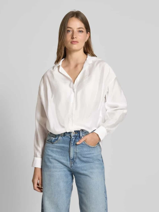 Zdjęcie produktu Bluzka o kroju relaxed fit z listwą guzikową model ‘Ma44raa’ ZABAIONE Biały