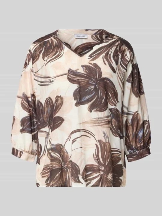 Zdjęcie produktu Bluzka o kroju relaxed fit z mieszanka wiskozy z kwiatowym nadrukiem na całej powierzchni MORE & MORE Ciemnobrązowy