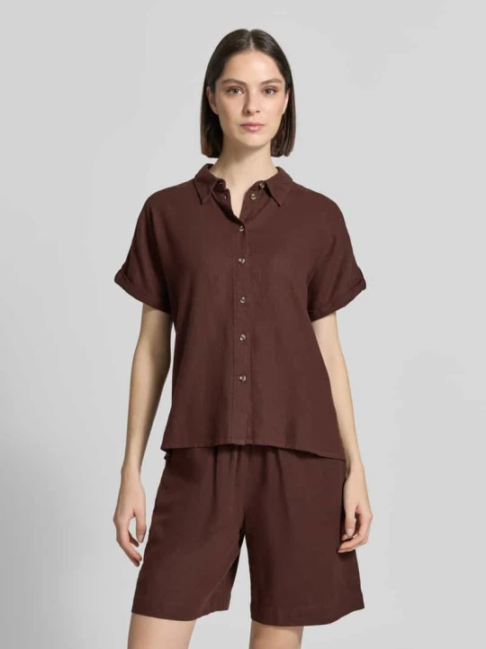 Zdjęcie produktu Bluzka o kroju relaxed fit z mieszanki lnu i wiskozy model 'Lava' Freequent Ciemnobrązowy