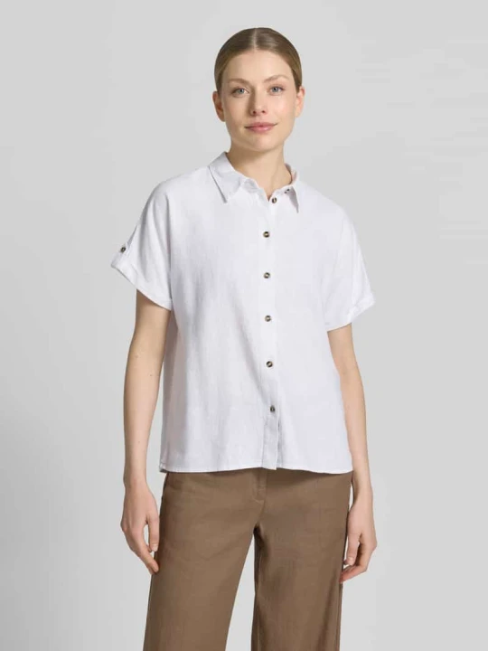 Zdjęcie produktu Bluzka o kroju relaxed fit z mieszanki lnu i wiskozy model 'Lava' Freequent Biały
