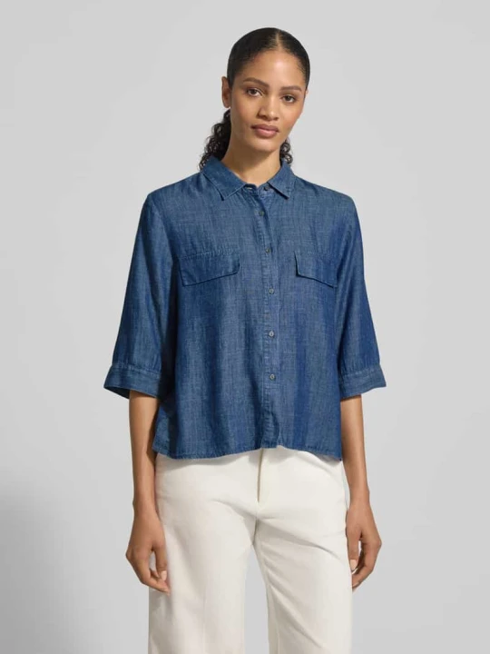 Zdjęcie produktu Bluzka o kroju relaxed fit z Mieszanka lyocellu i lnu Model 'BEA' 0039 italy Jeansowy niebieski