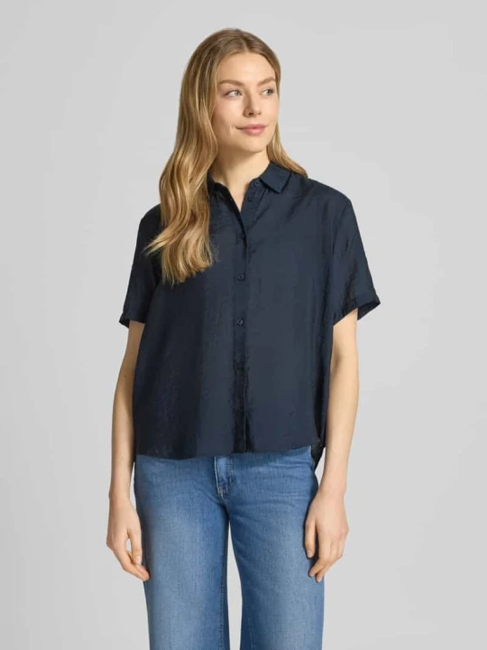 Zdjęcie produktu Bluzka o kroju relaxed fit z mieszanki modalu z domieszką jedwabiu model 'MINA' Samsøe Samsøe Granatowy