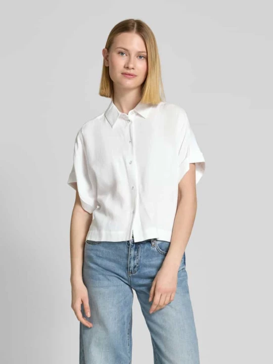 Zdjęcie produktu Bluzka o kroju relaxed fit z mieszanki wiskozy i lnu model ‘VIVA’ Selected Biały