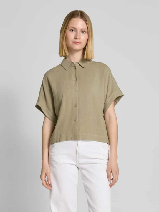 Zdjęcie produktu Bluzka o kroju relaxed fit z mieszanki wiskozy i lnu model ‘VIVA’ Selected Oliwkowy