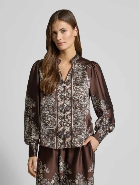 Zdjęcie produktu Bluzka o kroju relaxed fit z wzorem paisley na całej powierzchni model „Massima” NEO NOIR Ciemnobrązowy