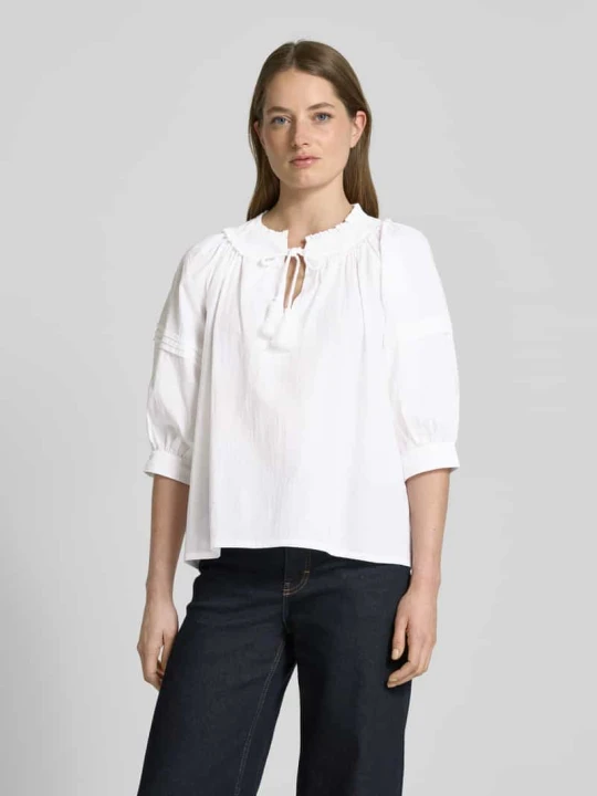Zdjęcie produktu Bluzka o kroju relaxed fit z rękawem o dł. 3 / 4 model ‘Alvi’ Lollys Laundry Biały