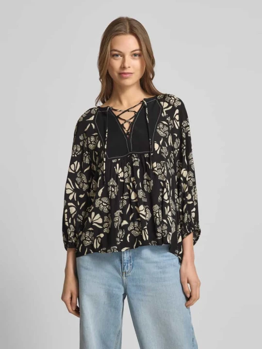 Zdjęcie produktu Bluzka o kroju relaxed fit z rękawem o dł. 3 / 4 model ‘AURA’ Ba&sh Czarny