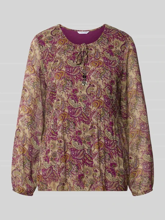 Zdjęcie produktu Bluzka o kroju relaxed fit z wzór paisley na całej powierzchni model 'Leonora' ZABAIONE Khaki
