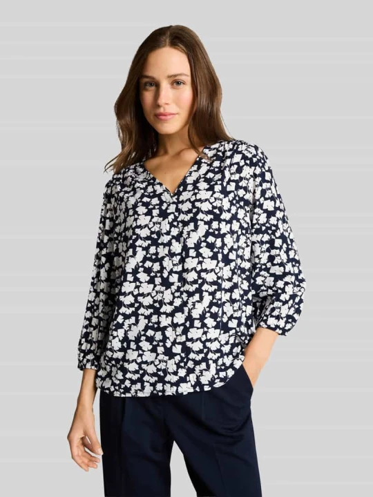 Zdjęcie produktu Bluzka o kroju relaxed fit z wzorem na całej powierzchni Tom Tailor Ciemnoniebieski