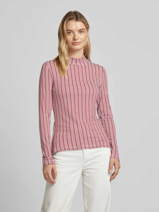 Zdjęcie produktu Bluzka o kroju shaped fit z mieszanki wiskozy z długim rękawem i wzorem na całej powierzchni Tom Tailor Czerwony