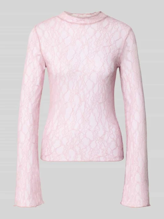 Zdjęcie produktu bluzka o kroju slim fit w imitacji koronki comma Różowawy