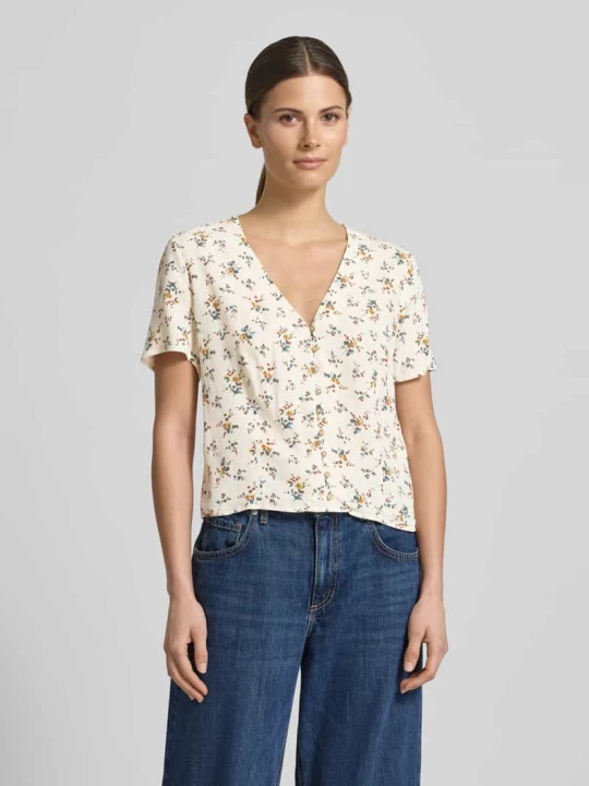 Zdjęcie produktu Bluzka o kroju slim fit z czystej wiskozy Jake*s Beżowy