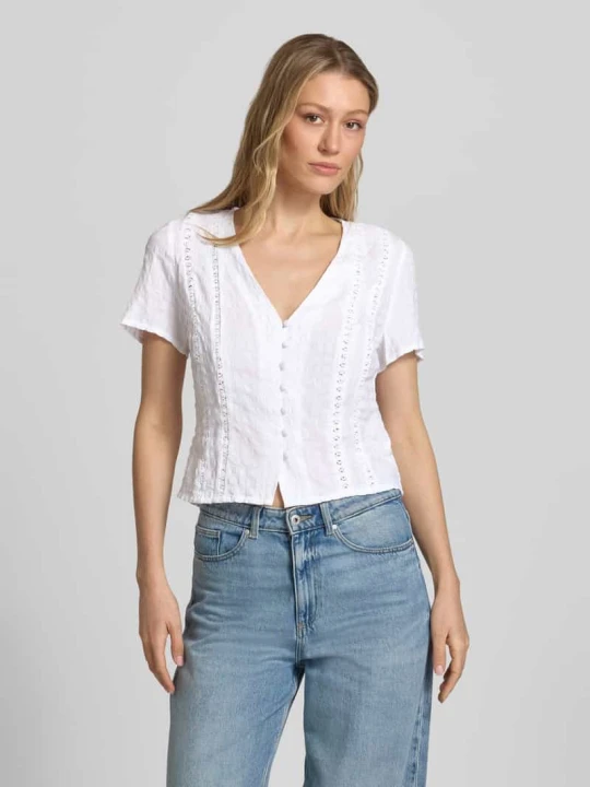 Zdjęcie produktu bluzka o kroju slim fit z dekoltem w serek Jake*s Biały