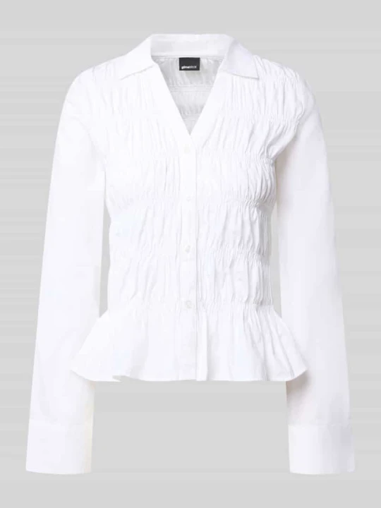 Zdjęcie produktu bluzka o kroju slim fit z detalami ze smockingu Gina Tricot Biały