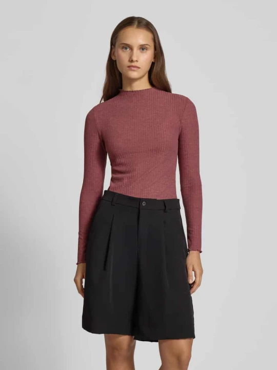 Zdjęcie produktu Bluzka o kroju slim fit z długim rękawem i dodatkiem wiskozy model ‘LEMMA’ Only Brudnoróżowy