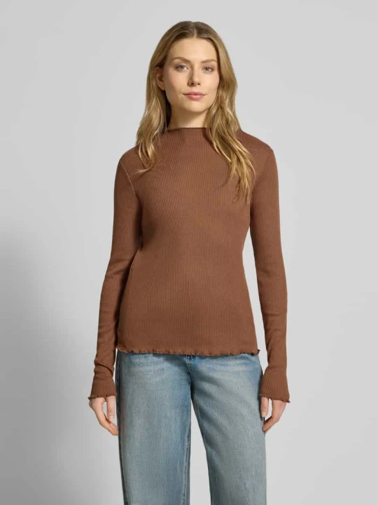 Zdjęcie produktu Bluzka z długim rękawem o kroju slim fit z dodatkiem wiskozy s.Oliver Średniobrązowy