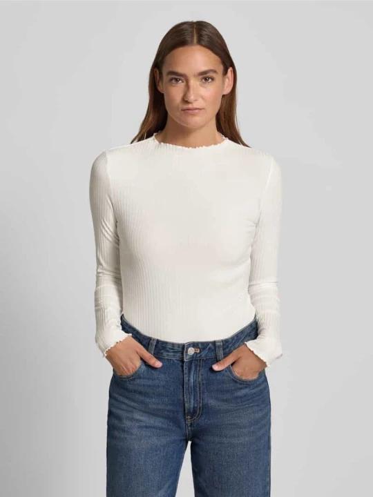 Zdjęcie produktu Bluzka o kroju slim fit z długim rękawem i dodatkiem wiskozy Tom Tailor Złamany biały