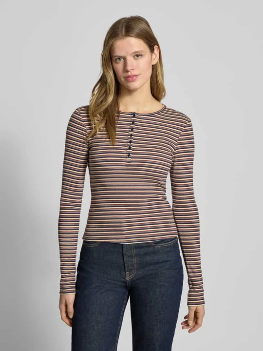 Zdjęcie produktu Longsleeve z mieszanki bawełny, krój slim fit REVIEW Pastelowy żółty