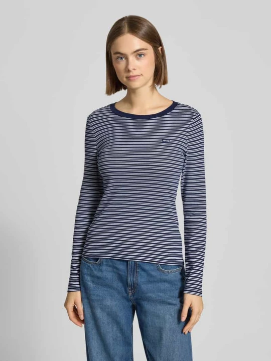 Zdjęcie produktu Bluzka o kroju slim fit z długim rękawem i wyhaftowanym logo model ‘Essential’ Levi's Granatowy