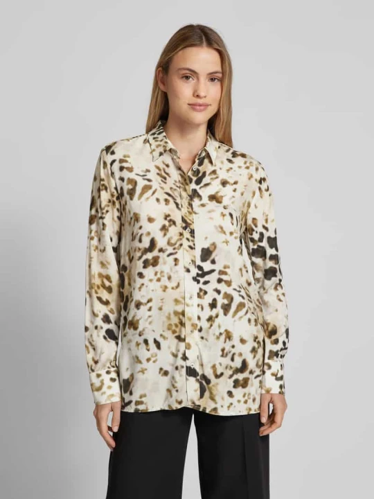 Zdjęcie produktu Bluzka o kroju slim fit z krótką listwą guzikową Emily Van den Bergh Khaki