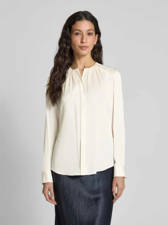 Zdjęcie produktu Bluzka o kroju slim fit z mieszanki jedwabiu model ‘Banorah’ Boss Biały