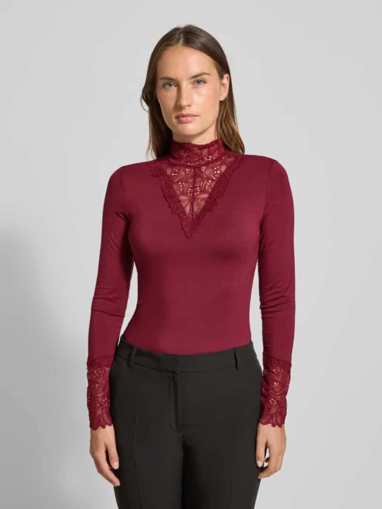 Zdjęcie produktu Bluzka o kroju slim fit z mieszanki lyocellu z długim rękawem model ‘Marica’ Soyaconcept Bordowy