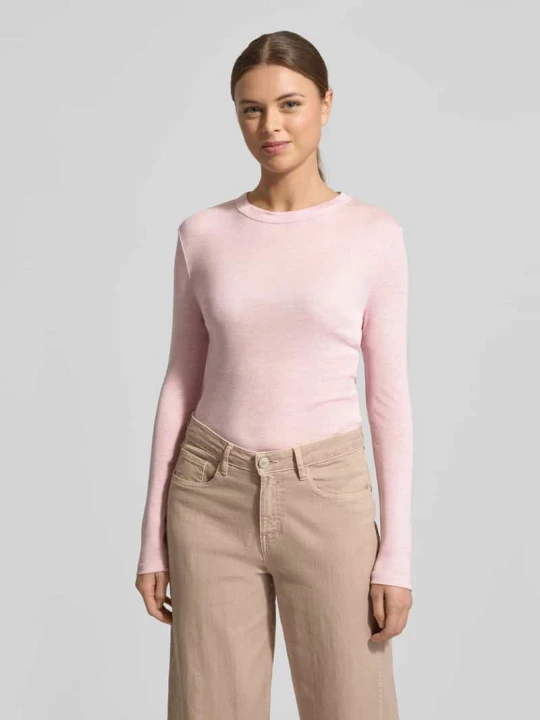 Zdjęcie produktu Longsleeve o kroju slim fit z mieszanki lyocellu i wełny model 'Sefemina' Opus Różowy