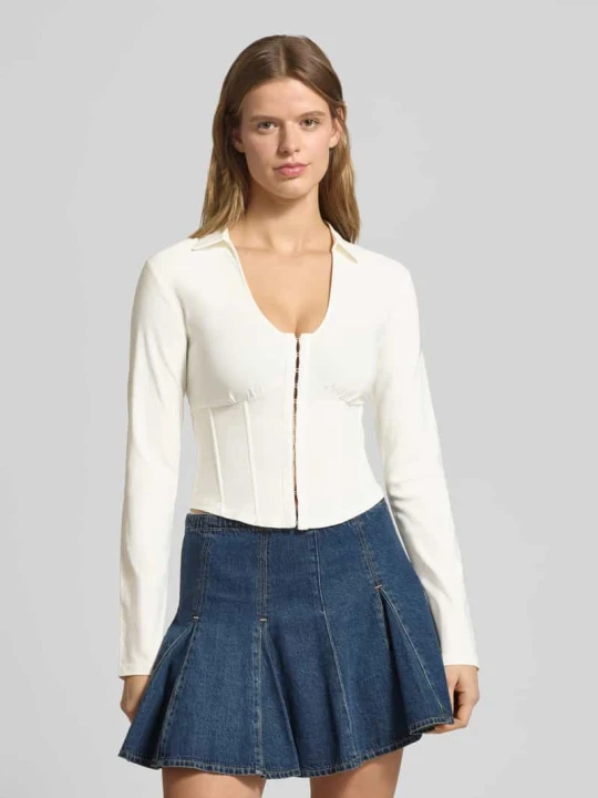 Zdjęcie produktu Bluzka o kroju slim fit z mieszanki wiskozy w stylu gorsetowym Gina Tricot Złamany biały