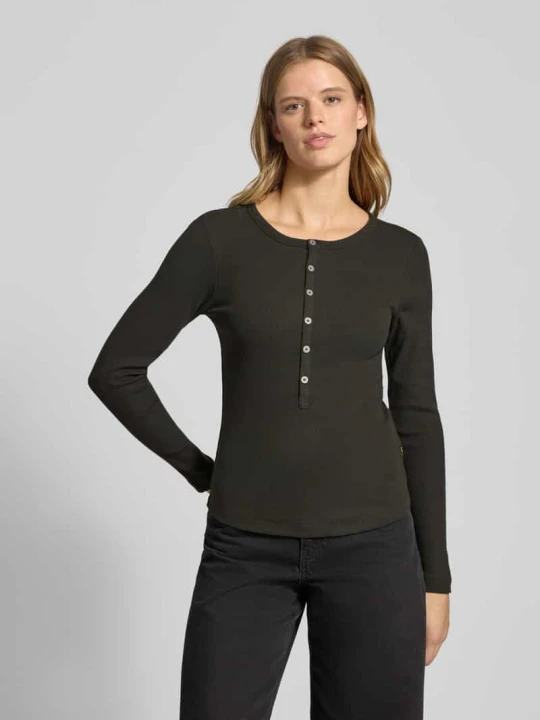 Zdjęcie produktu Bluzka o kroju slim fit z okrągłym dekoltem i listwą guzikową G-Star Raw Grafitowy