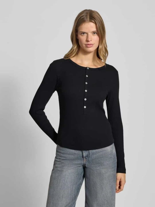 Zdjęcie produktu Bluzka o kroju slim fit z okrągłym dekoltem i listwą guzikową G-Star Raw Czarny