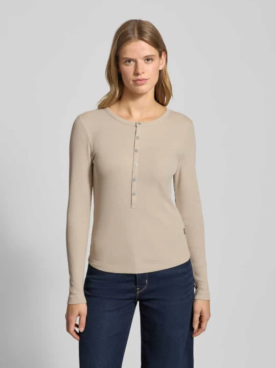 Zdjęcie produktu Bluzka o kroju slim fit z okrągłym dekoltem i listwą guzikową G-Star Raw Écru