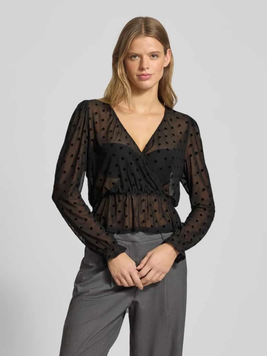 Zdjęcie produktu Bluzka o kroju slim fit z półprzezroczystego materiału model ‘JULIET’ Only Czarny