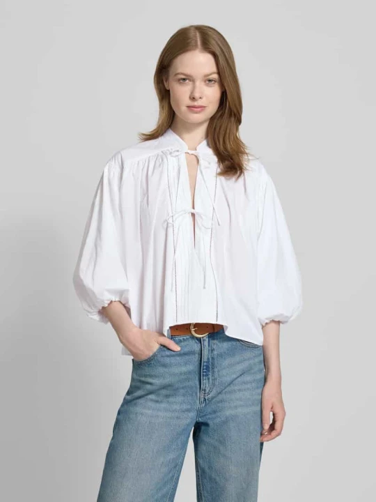 Zdjęcie produktu Bluzka o luźnym kroju z czystej bawełny model ‘BALES’ Boss Biały