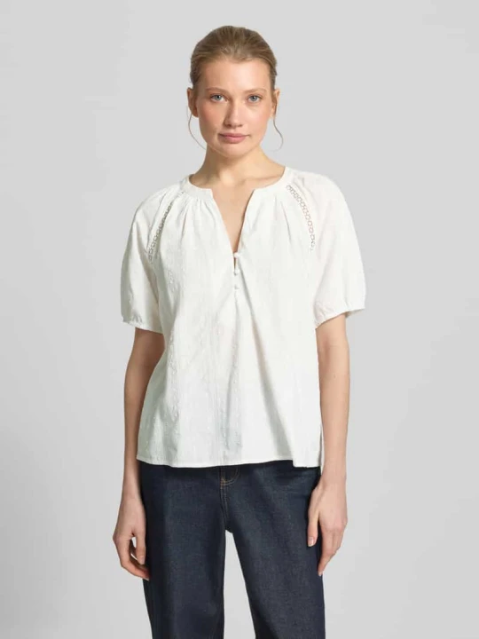 Zdjęcie produktu Bluzka o luźnym kroju z czystej bawełny model 'JUTTY' Vero Moda Złamany biały