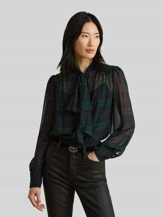 Zdjęcie produktu Bluzka o luźnym kroju z długim rękawem ze wzorem na całej powierzchni Lauren Ralph Lauren Czarny