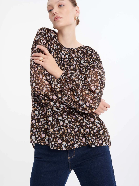 Zdjęcie produktu Bluzka oversize w kwiaty Greenpoint czarny