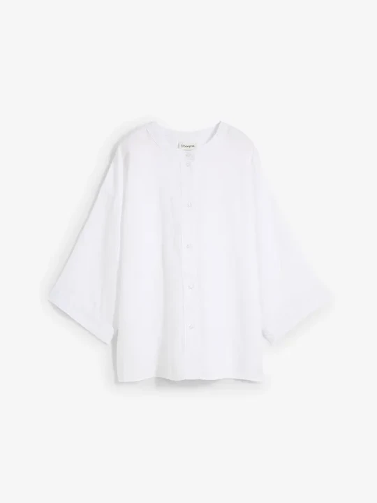 Zdjęcie produktu Bluzka oversize z czystego lnu BonPrix biały