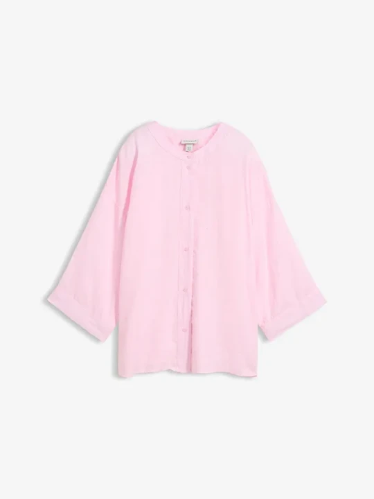Zdjęcie produktu Bluzka oversize z czystego lnu BonPrix różowy