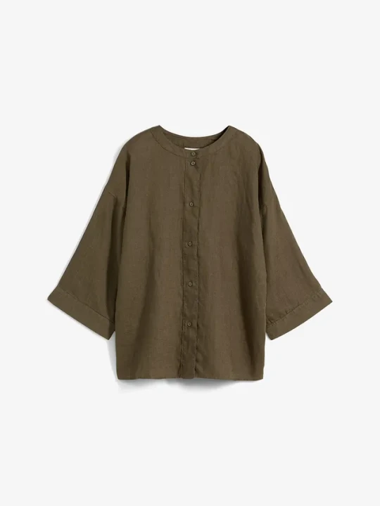Zdjęcie produktu Bluzka oversize z czystego lnu BonPrix zielony