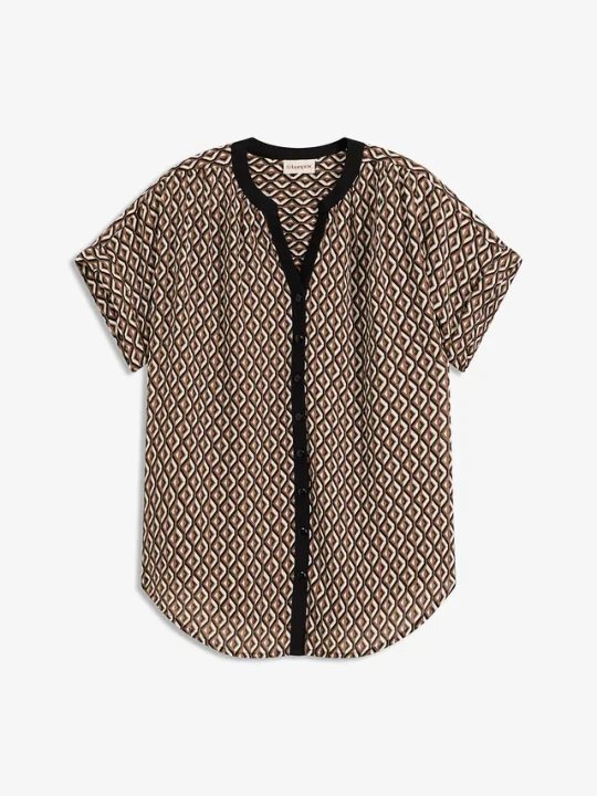 Zdjęcie produktu Bluzka oversize z lejącego szyfonu BonPrix brązowy